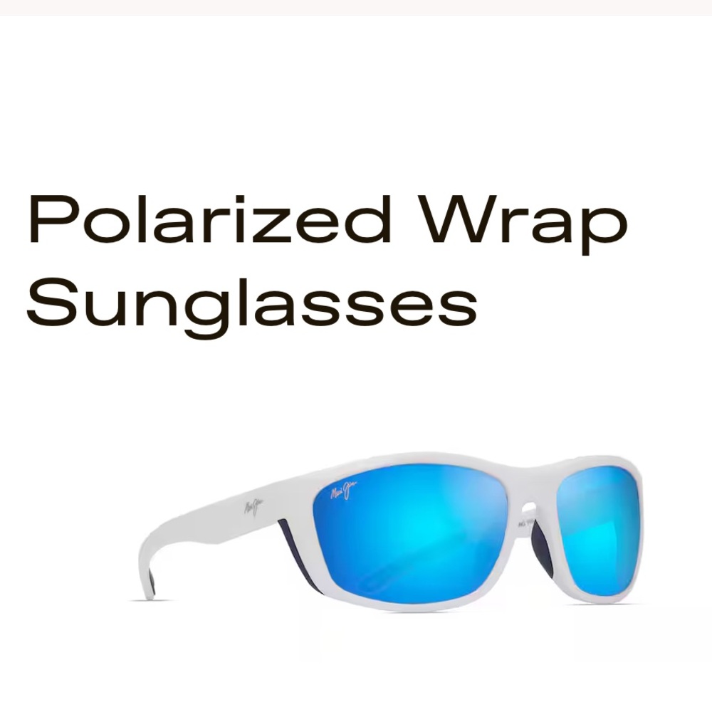MAUI JIM B869-05 BLUE HAWAII NUU LANDING WHT W/NVY RUBBER SUNGLASSES NEW IN BOX